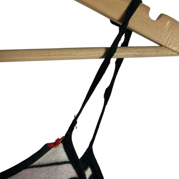 Marc Jacobs Cream Black Red Striped Sleeveless V-Neck Cashmere Blend Knit Top L - Picture 6 of 7